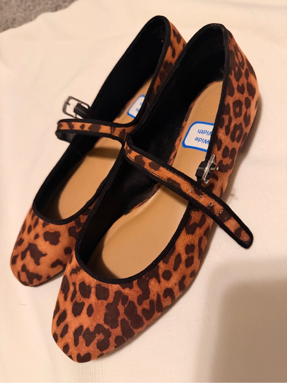 Time and Tru Leopard Print Mary Jane Flats - Brown & Black